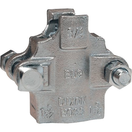 Boss? Clamp 2 Bolt Type with 2 Gripping Fingers, Material, Carbon Steel, Hose ID, 0.75", Torque, 21 ft. lbs., Hose OD From, 1-10/64" (29.36 mm), Hose OD To, 1-20/64" (33.3 mm)