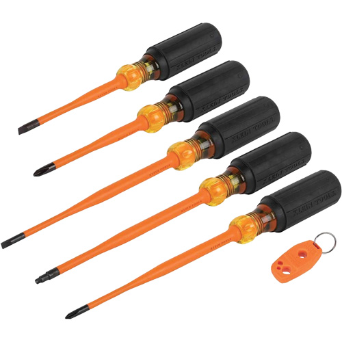 Slim-Tip Insulated Screwdriver Set, Voltage Rating, 1000 V, No. of Pieces, 6
