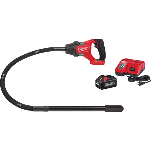 M18 Fuel? 4' Concrete Pencil Vibrator Kit, Voltage, 18 V, Vibrations per Min., 12500, Battery Type, Lithium-Ion, Head Diameter, 1", Shaft Length, 4'
