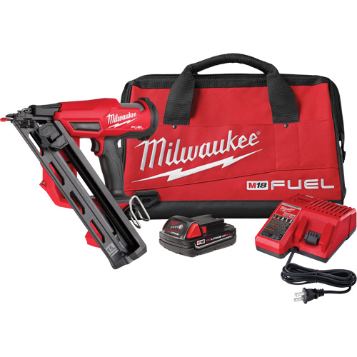 M18 Fuel? 15 Gauge Finish Nailer Kit, Voltage, 18 V, Battery Type, Lithium-Ion, Nail Style, 15 Gauge DA Nails, Nail Collation Angle, 34ø
