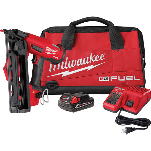 M18 Fuel? 16 Gauge Angled Finish Nailer Kit, Voltage, 18 V, Battery Type, Lithium-Ion, Nail Style, 16 Gauge Angled, Nail Collation Angle, 20ø