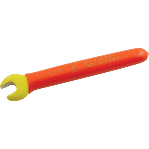 Insulated Open-Ended SAE Wrench, Size, 11/32", Voltage Rating, 1000 V, Overall Length, 4-3/4"