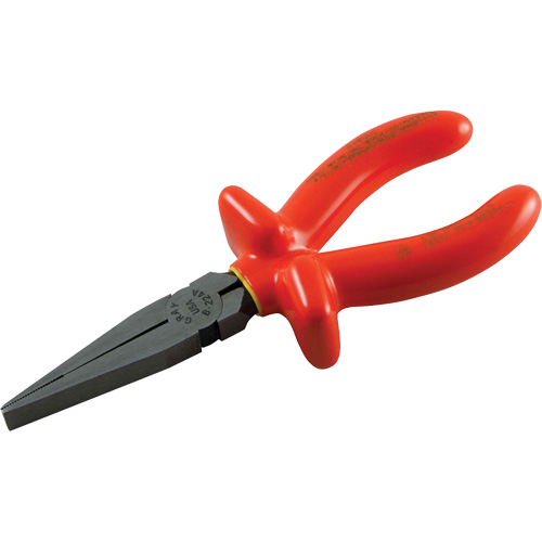 Insulated Flat Nosed Pliers, Voltage Rating, 1000 V, Overall Length, 7"