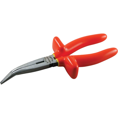Needle Nose 45ø Curved With Cutter Pliers, Voltage Rating, 1000 V, Overall Length, 6"