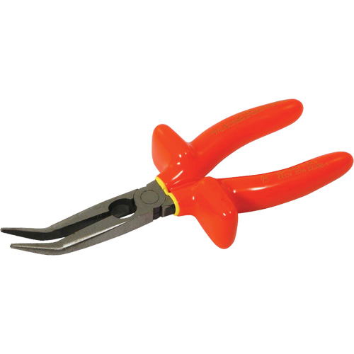 Needle Nose 45ø Curved With Cutter Pliers, Voltage Rating, 1000 V, Overall Length, 8"