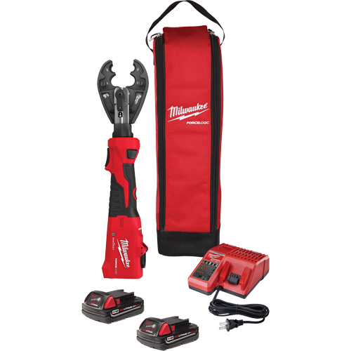 M18? Force Logic? 6T Kearney Linear Utility Crimper Kit with Snub Nose Jaw, Voltage, 18 V, Battery Type, Lithium-Ion, Handle Type, Inline, Head Rotation, 340ø