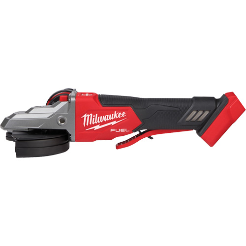 M18 Fuel? Flathead Braking Grinder with Lock-On Slide Switch, Voltage, 18 V, Chuck Size, 5", Battery Type, Lithium-Ion, No Load RPM, 8500, Length, 14", Width, 3.5"