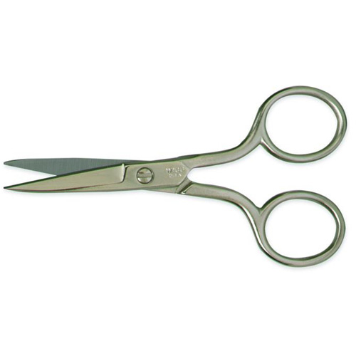 Embroidery & Sewing Scissors, Cut Length, 4-1/8", Overall Length, 1-1/4", Handle Style, Rings, Handle Angle, Straight