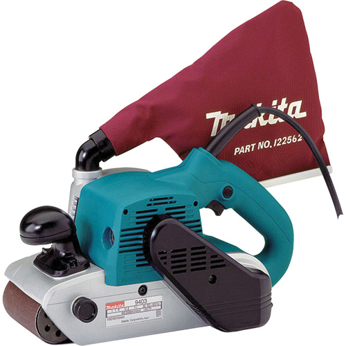 Belt Sander, Belt Size, 4" W x 24" L, Voltage, 120 V, Amps, 11 A, Surface Feet per Minute, 1640, Includes, 4" x 24" Abrasive Belt 80G, Dust Bag, Cork Rubber Plate, Steel Plate, Weight, 12.6 lbs. (5.7 kg)