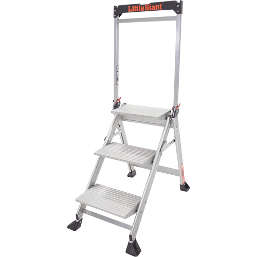 Jumbo Step? Ladder, Nominal Height, 2.2', Material, Aluminum, Capacity, 375 lbs., Base Width, 33", No. of Steps, 3, Overall Height, 3'