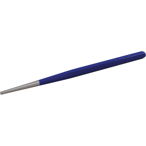 Long Taper Starter Punch, Point Diameter, 1/8", Stock Size, 5/19", Overall Length, 8"