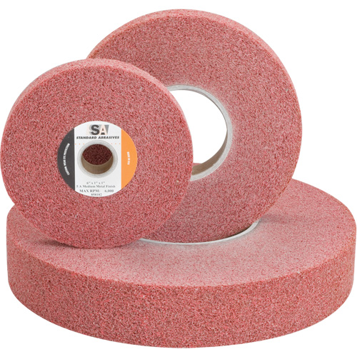 Standard Abrasives? Metal Finishing Wheel, Diameter, 6", Width, 1", Grit, Medium, Arbor Size, 1"