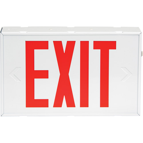 Exit Sign, Housing Material, Steel, Backlight Bulb Type, LED, Length, 12-1/5", Width, 7-1/2", Battery, Ni-Cd 3.6V 1000mAH, Emergency Battery Duration, 2 Hours