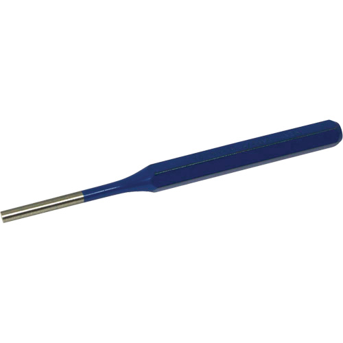 Pin Punch, Point Diameter, 3/16", Stock Size, 3/8", Overall Length, 6-1/4"