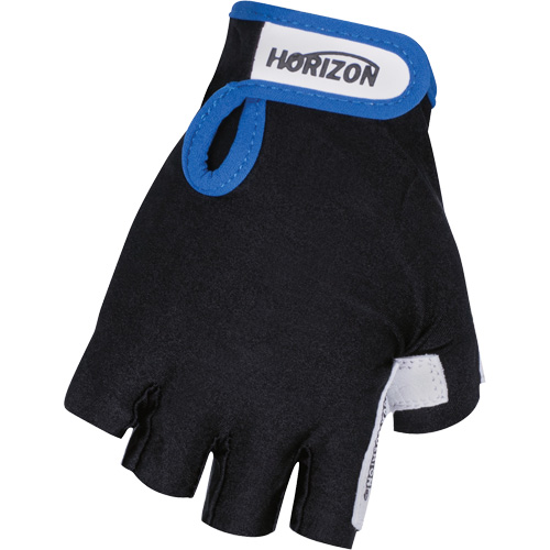 Vibration Dampening Fingerless Gloves, Size, X-Large, Cuff Style, Hook & Loop, Palm Material, Goatskin, Colour, Black & White